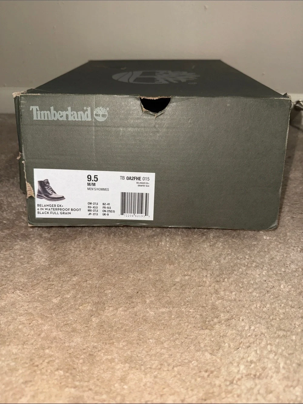 Men’s Timberland Boots (Black) BELANGER EK• 6 IN WATERPROOF BLACK FULL GRAIN Siz